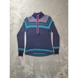 Eddie Bauer 1/4 Zip Sweater Women’s Small Fair Isle Birdseye Cabincore